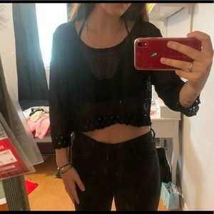 Crocheted black top